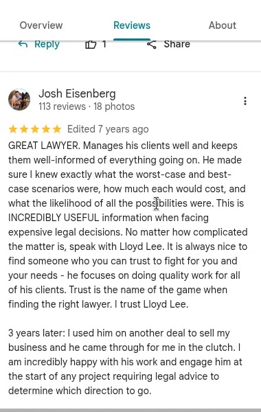 Google Review by Josh Eisenberg