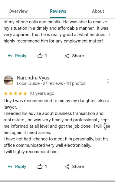 Google Reviews by Narendra Vyas and Juan Reyes